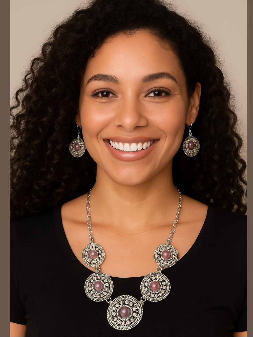 Paparazzi “Alter Eco” New Silver Necklace with Purple Gem Accents Set